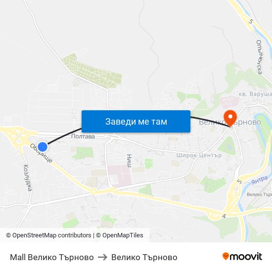 Мол Велико Търново / Mall Veliko Tarnovo to Велико Търново map