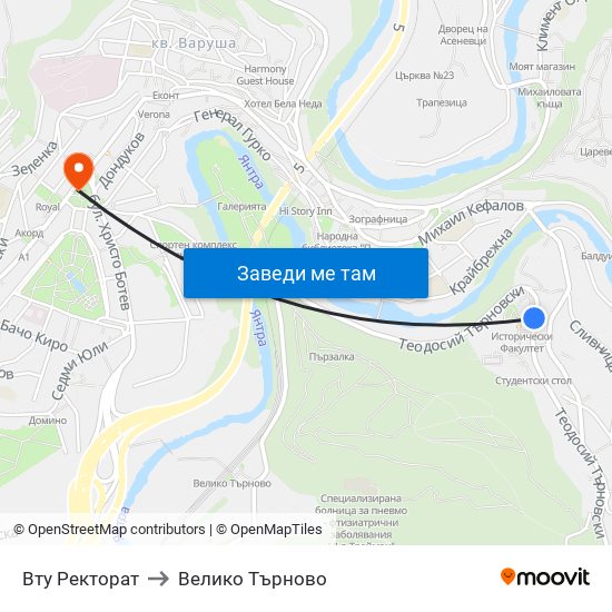 Вту Ректорат / University Of Veliko Tarnovo - Rectorate to Велико Търново map