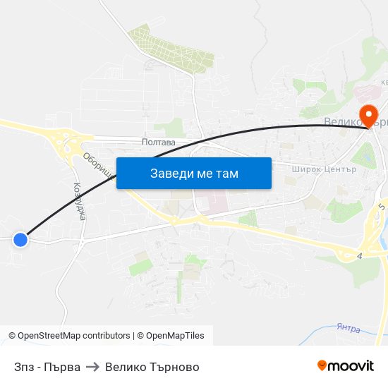 Западна Промишлена Зона - Първа / West Industrial Zone - First to Велико Търново map