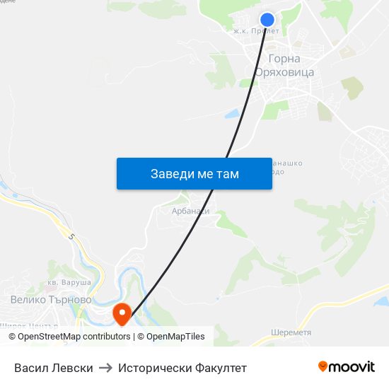 Георги Рибаров / Georgi Ribarov to Исторически Факултет map