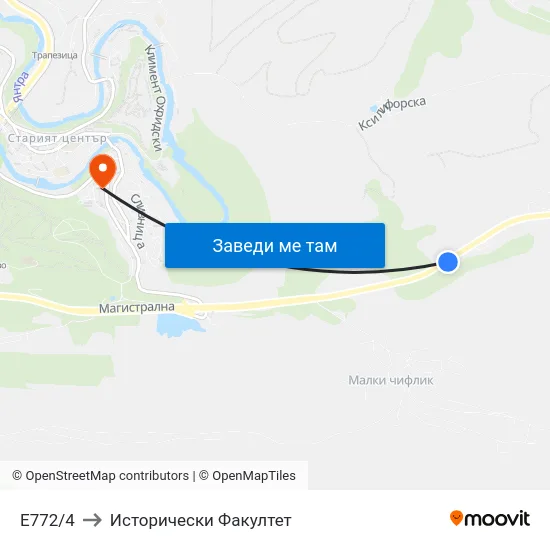 Е772/4 to Исторически Факултет map