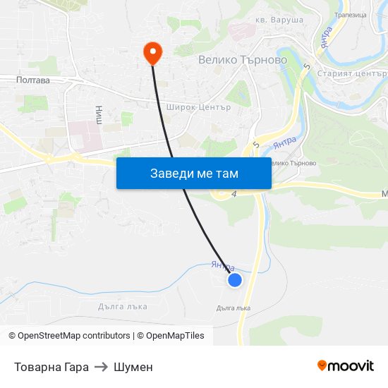 Товарна Гара to Шумен map