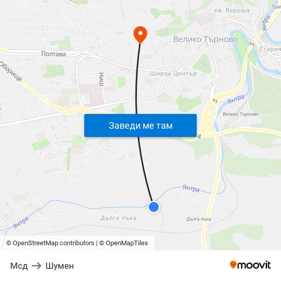 Мсд to Шумен map
