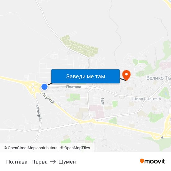 Полтава - Първа to Шумен map