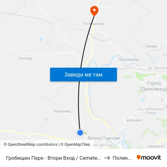 Гробищен Парк - Втори Вход / Cemetery - Second Entrance to Поликраище map