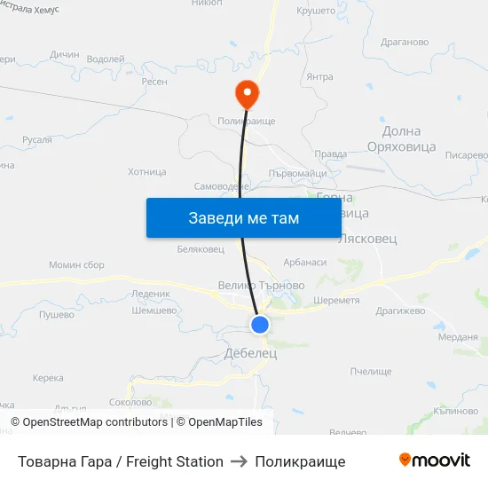 Товарна Гара / Freight Station to Поликраище map