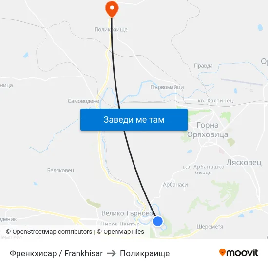 Френкхисар / Frankhisar to Поликраище map