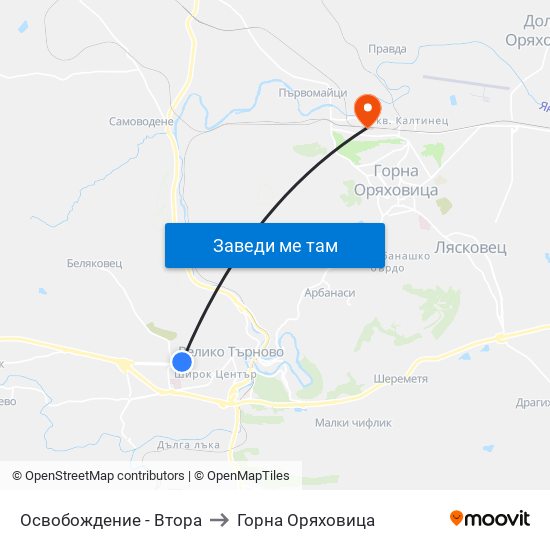 Освобождение - Втора to Горна Оряховица map