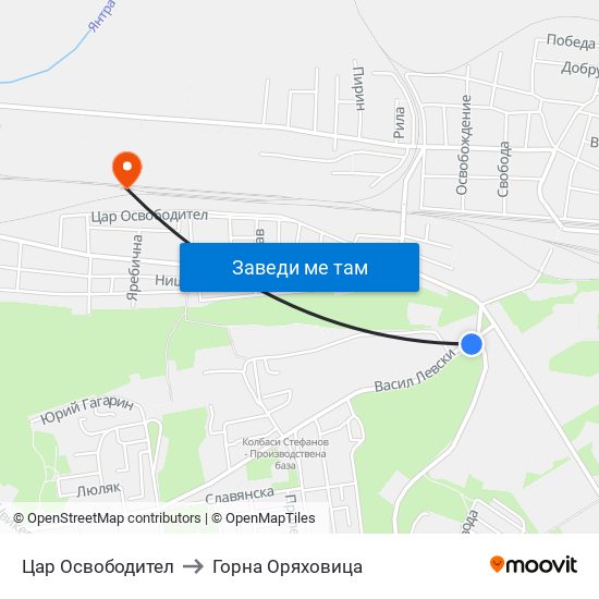 Цар Освободител to Горна Оряховица map