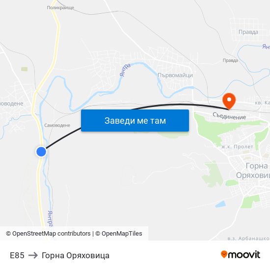 E85 to Горна Оряховица map