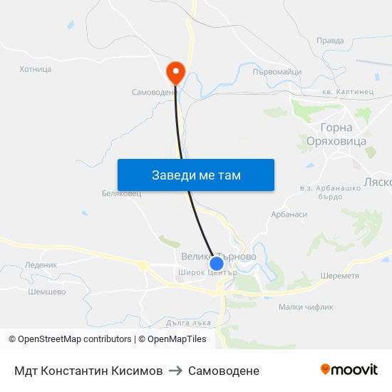 Мдт Константин Кисимов to Самоводене map