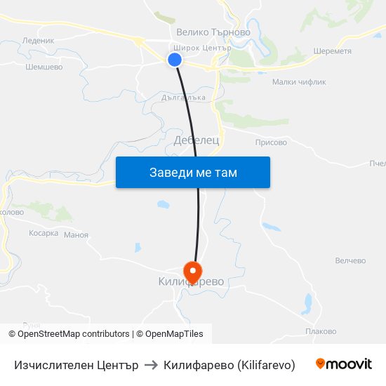 Изчислителен Център to Килифарево (Kilifarevo) map