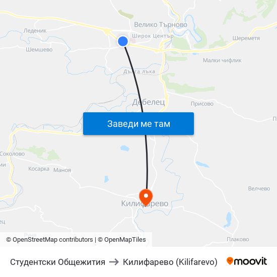Студентски Общежития to Килифарево (Kilifarevo) map