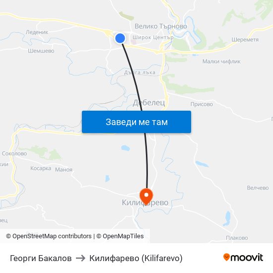 Георги Бакалов to Килифарево (Kilifarevo) map