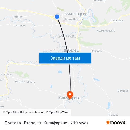 Полтава - Втора to Килифарево (Kilifarevo) map