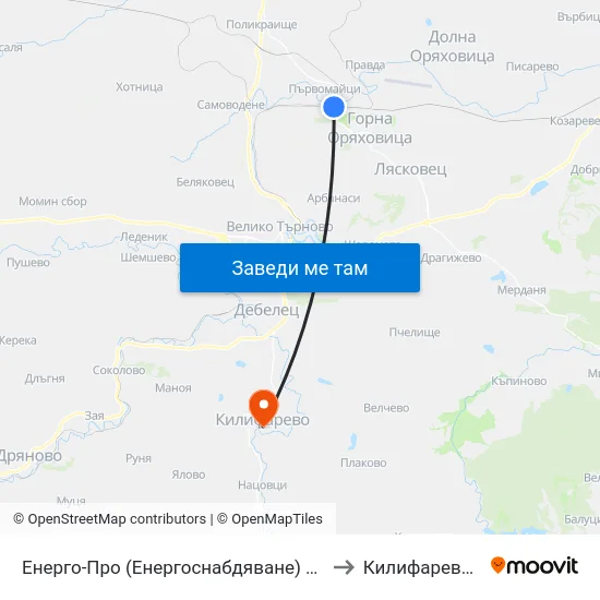 Енерго-Про (Енергоснабдяване) / Energo-Pro (Power Supply) to Килифарево (Kilifarevo) map