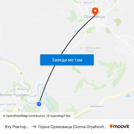 Вту Ректорат to Горна Оряховица (Gorna Oryahovitsa) map