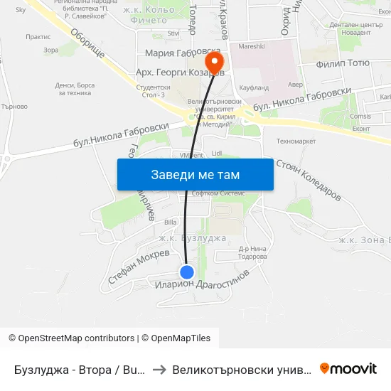 Бузлуджа - Втора / Buzludzha - Second to Великотърновски университет Корпус 4 map