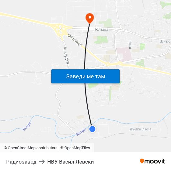 Радиозавод / Radio Plant to НВУ  Васил Левски map