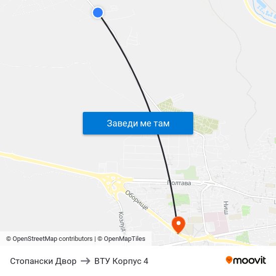 Стопански Двор to ВТУ Корпус 4 map