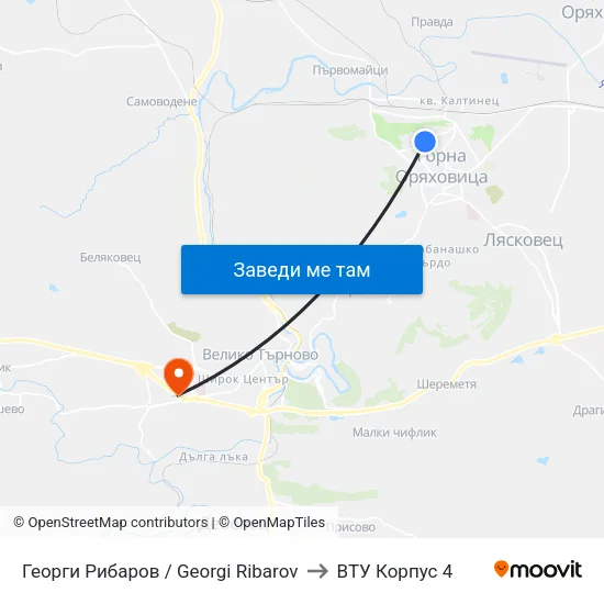 Георги Рибаров / Georgi Ribarov to ВТУ Корпус 4 map