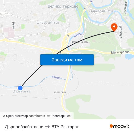 Дървообработване to ВТУ-Ректорат map