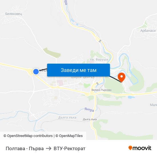 Полтава - Първа to ВТУ-Ректорат map