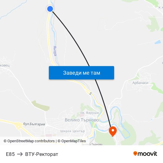 E85 to ВТУ-Ректорат map