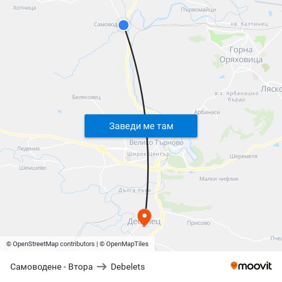 Самоводене - Втора / Samovodene - Second to Debelets map