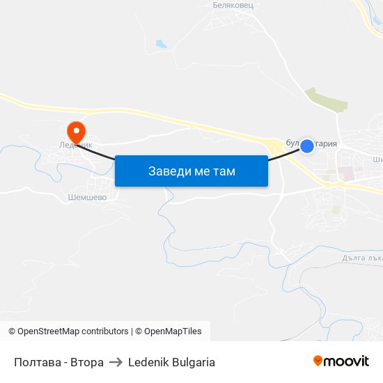 Полтава - Втора / Poltava - Second to Ledenik Bulgaria map