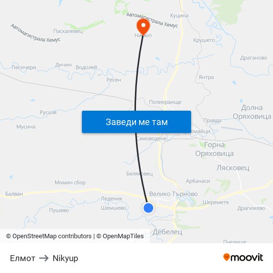 Елмот / Elmot to Nikyup map