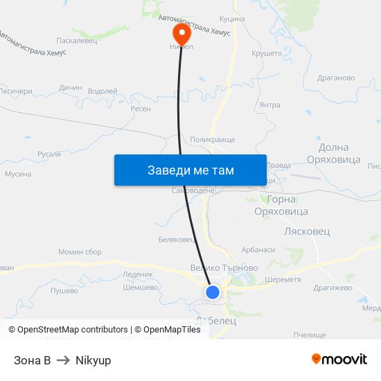 Зона В to Nikyup map