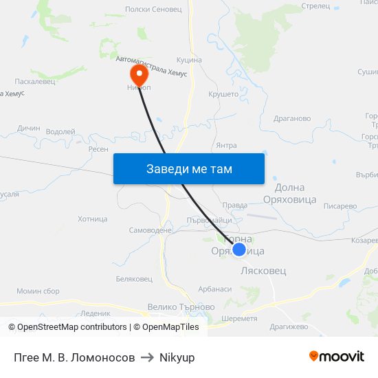 Пгее М. В. Ломоносов to Nikyup map