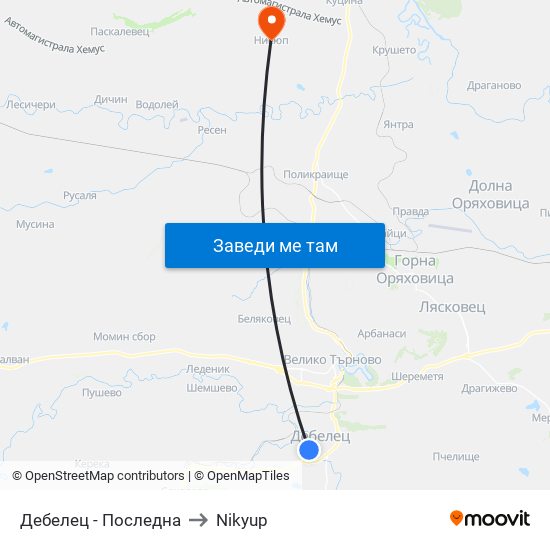 Дебелец - Последна / Debelets - Last to Nikyup map