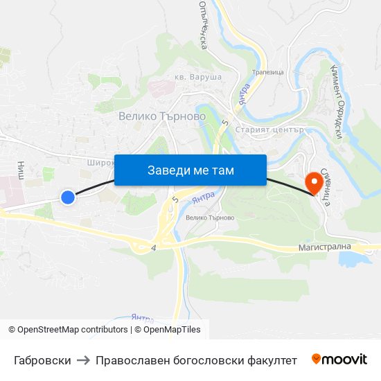 Габровски to Православен богословски факултет map