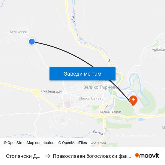 Стопански Двор to Православен богословски факултет map