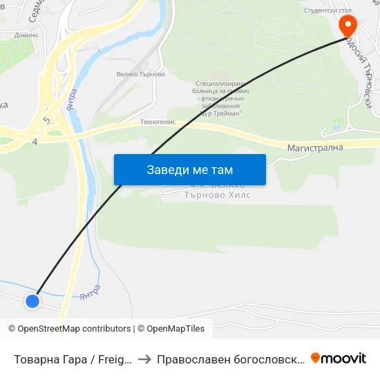 Товарна Гара / Freight Station to Православен богословски факултет map