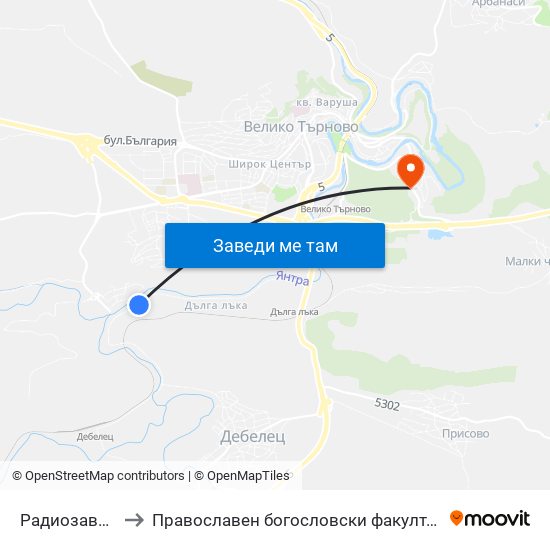 Радиозавод / Radio Plant to Православен богословски факултет map