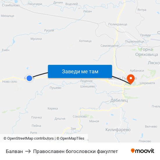 Балван / Balvan to Православен богословски факултет map