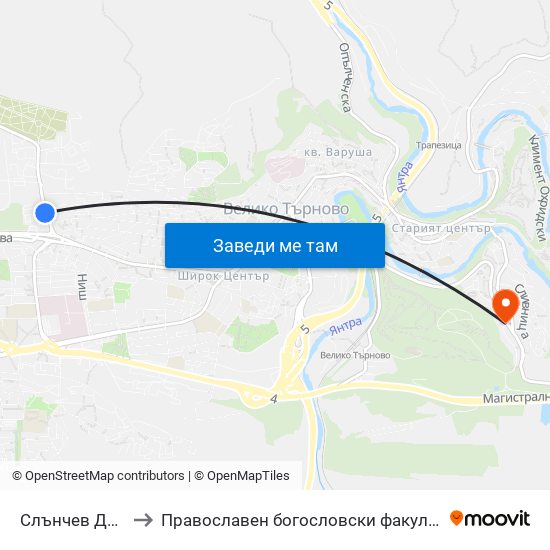 Слънчев Дом / Sunny Home to Православен богословски факултет map