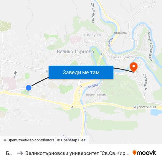 Бавария to Великотърновски университет "Св.Св.Кирил и Методий" (University of Veliko Tarnovo Sv.sv.Kiril i Met map