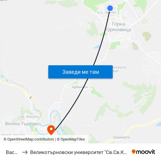 Георги Рибаров / Georgi Ribarov to Великотърновски университет "Св.Св.Кирил и Методий" (University of Veliko Tarnovo Sv.sv.Kiril i Met map