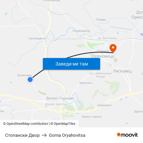 Стопански Двор to Gorna Oryahovitsa map