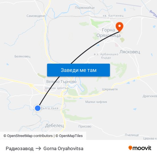 Радиозавод to Gorna Oryahovitsa map