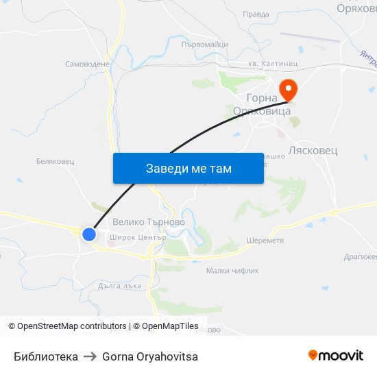 Библиотека / Library to Gorna Oryahovitsa map