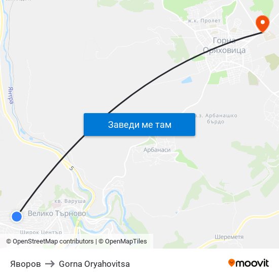 Яворов to Gorna Oryahovitsa map