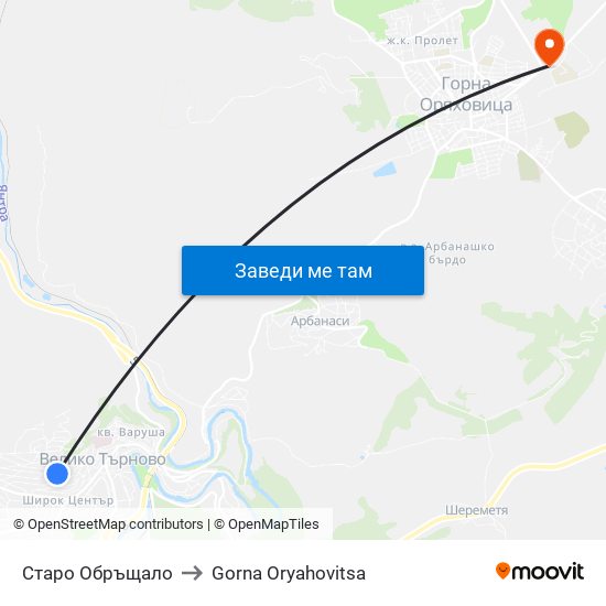 Старо Обръщало to Gorna Oryahovitsa map