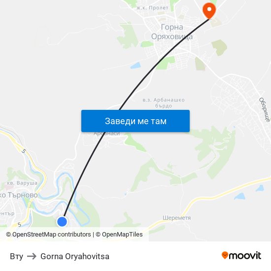 Вту to Gorna Oryahovitsa map