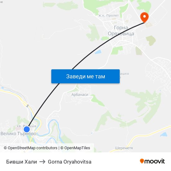 Бивши Хали to Gorna Oryahovitsa map