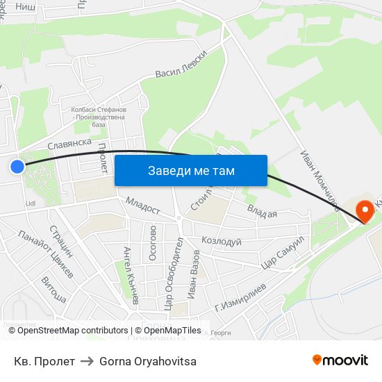 Кв. Пролет to Gorna Oryahovitsa map